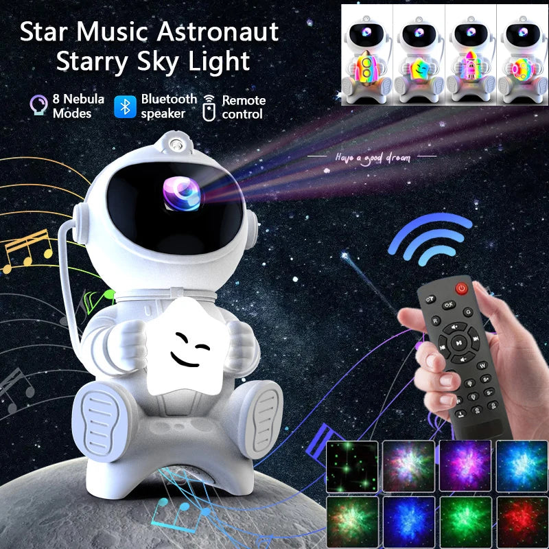 Galaxy Astronaut star Projector Night Light- Bluetooth Speaker & Remote Control