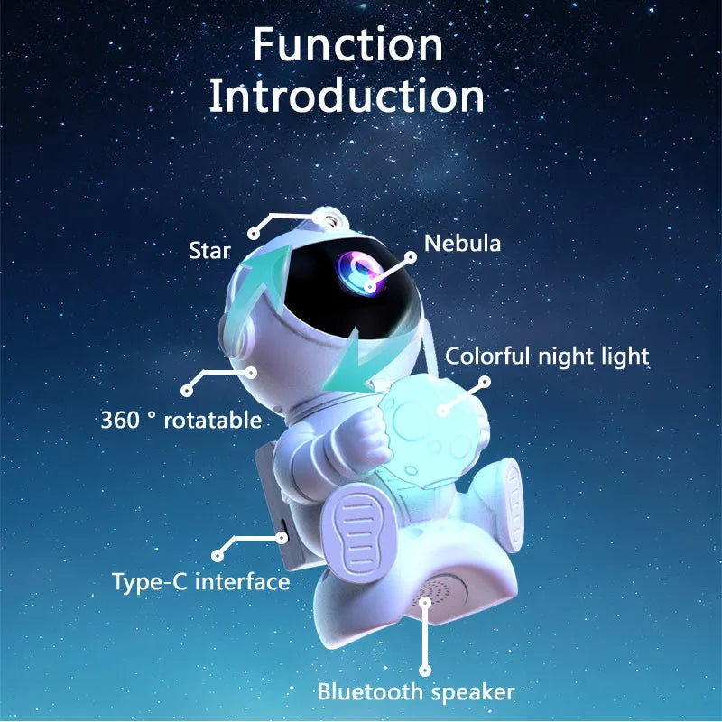 Galaxy Astronaut star Projector Night Light- Bluetooth Speaker & Remote Control