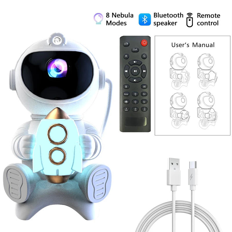 Galaxy Astronaut star Projector Night Light- Bluetooth Speaker & Remote Control