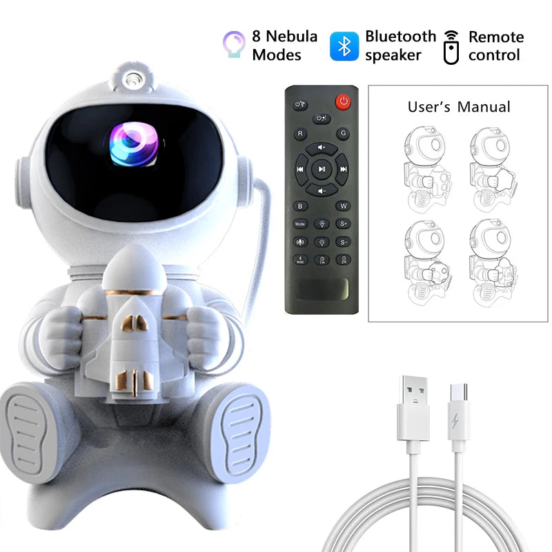 Galaxy Astronaut star Projector Night Light- Bluetooth Speaker & Remote Control